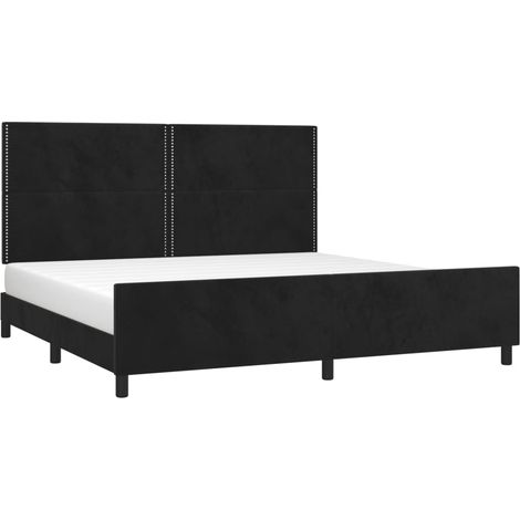 Cadre de lit avec tête de lit Noir 200x200 cm Velours (1/5)