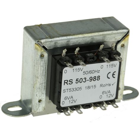 Transformateur à montage sur châssis, Vin 115V ac, 230V ac, Vout 12V c.a., 2 sorties, 12VA ( Prix pour 1 )