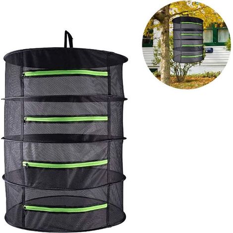 Enowelir Filet De Séchage Suspendu Pliable 4 ou 6 Couches Avec Fermetures À Glissière Pour Herbes Fruits et Légumes (1/4)