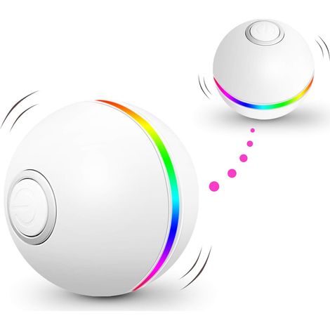 Jouet pour Chat Interactif Balle pour Chat avec LED Lumières 4e Génération Jouets Balle Chat pour Chaton et Chiot, Auto-Rotative à 360 Degrés (Blanc) (1/5)