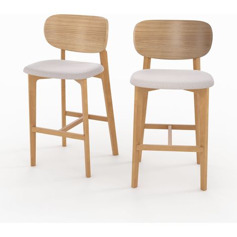 Set de 2 sillas para isla central en madera y tela beige 66 cm - Aria