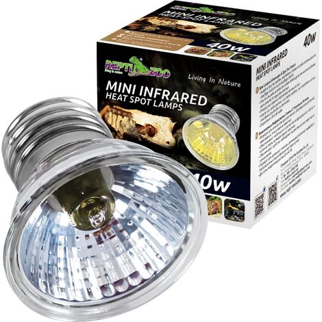 Minibombilla calefactora halógena infrarroja para terrarios de reptiles, 40 W. (1/4)