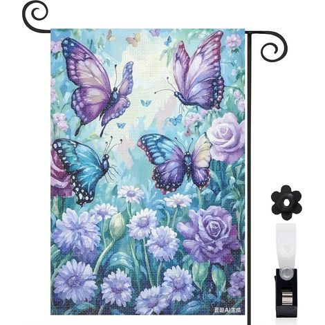 Drapeau de jardin papillons vibrants et marguerites 30 x 45 cm décoration porche et entrée (1/4)