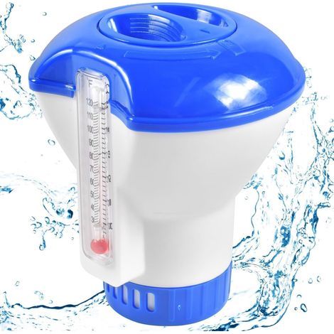 Flotteur Doseur - Flotteur Pour Pastilles De Chlore - Pour Piscine Intérieure Et Extérieure - 12 X 4.7 X 11.8 Cm - En Aluminium - Avec Thermomètre Intégré - 1 Pièce (1/5)