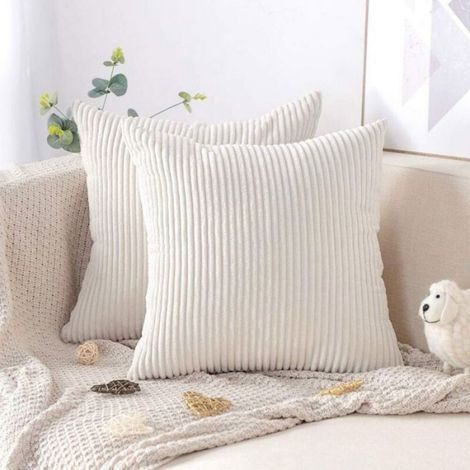 Set mit 2 dekorativen Kissenbezügen, 60 x 60 cm, weiche, einfarbige Cord-Plüschkissenbezüge für Sofa (1/5)