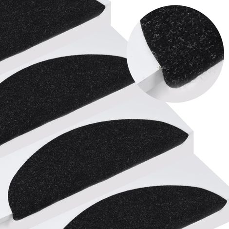10 pcs Tapis d'escalier auto-adhésif, Tapis de marches, Marchettes D'escalier noir 65x22,5x3,5 cm MKS13015 (1/5)
