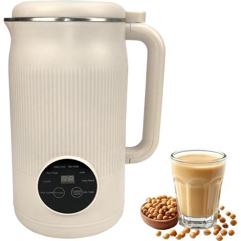 Fabricant de lait de soja 1200 ml, machine à lait de noix 8 modes, machine à lait d'amande automatique avec démarrage à retard/maintien au chaud/auto-nettoyage, préparation de lait maison pour soja (1/5)