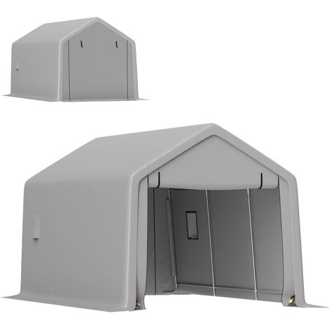 Tettoia/garage per auto 3 x 5,2 m, riparo per auto da esterno con porta avvolgibile rimovibile, colore grigio