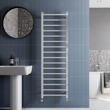 Solaro Designer Chrome Heated Towel Rail Square Bar Bathroom Radiator Ladder Wall Mounted 1600 x 500mm (1/4)