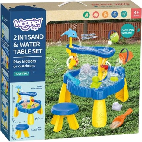 Tavolo da gioco acquatico Woopie XL con sedia, sabbiera a forma di delfino 2 in 1, 12 pezzi, 53705 (5906280653705) (1/5)