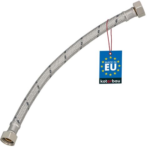 KOTARBAU® Flexible Robinet 3/8"x3/8" - Tuyau Robinet 30cm - Acier Inoxydable - Rallonge Robinet Cuisine Flexible - Tuyau Robinet Cuisine Flexible - Tuyau Flexible Plomberie - Argent (1/4)