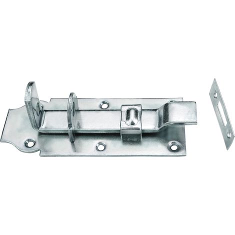 Verrou de serrure 75 x 200 mm coudé, avec gâche galvanisée, loquet de porte, poignée, serrure de porte, ferrure (1/2)