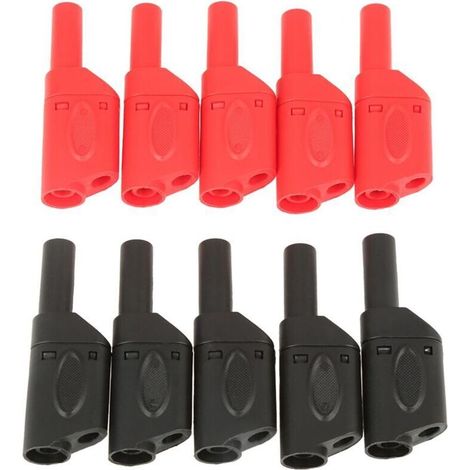 10 x Connettori a spina a banana Spina a banana, adattatori a spina a banana impilabili Rosso Nero Sicurezza Completamente isolati Connettori a spina a banana impilabili Cavo da 4 mm Vite-Crezuo