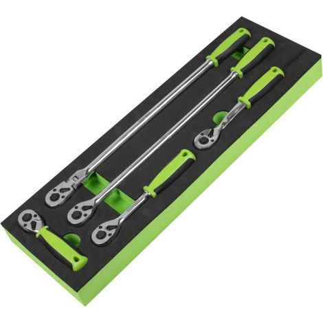 Sealey S01230 - Ratchet Wrench Set 5pc 3/8"Sq Drive Flip Reverse Hi-Viz Green (1/4)