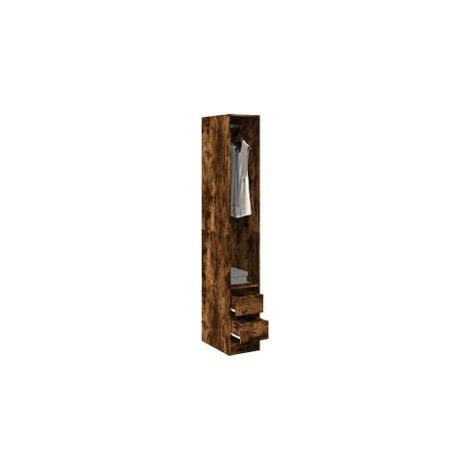 Armoire dressing 1 penderie 2 tiroirs 30cm - Collection Kodok-Marron fumé (1/5)