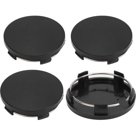 60mm Car Wheel Center Cap, 4 Pieces, Hubcap with Iron Ring, Stylish Tire Rim Cover, Universal for Vehicles, Black (1/5)