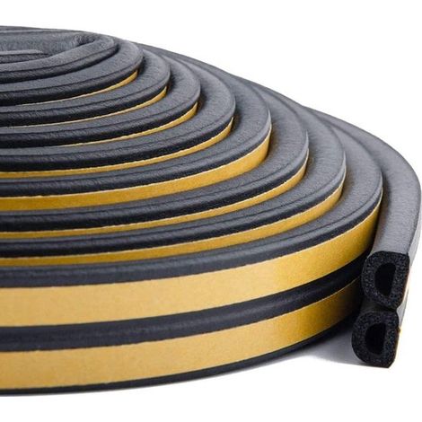 Bandes d'étanchéité autocollantes en mousse de caoutchouc – isolation phonique pour portes et fenêtres – joints d'étanchéité – autocollant – Noir – 10 m (1/5)