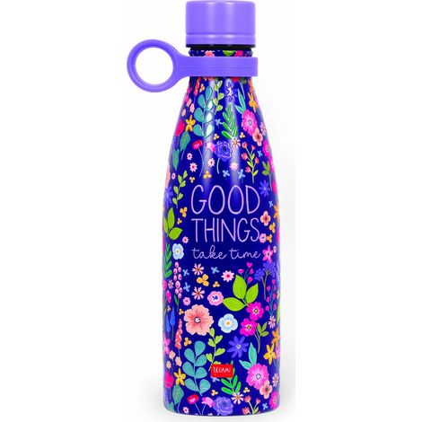 Legami - Bottiglia Termica Hot&Cold, Flowers, 500 ml, Chiusura ermetica, 12 Ore Bevande calde 24 Ore fredde, Manico in Silicone rimovibile, in Acciaio inox, senza BPA (1/5)