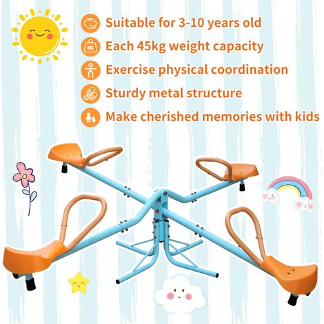 Balancín tipo sube y baja para 4 niños 182,88 cm azul y naranja DESVIAE (1/5)