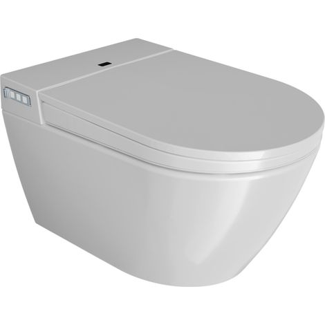 BERNSTEIN - Toilettes japonaises céramique WC japonais suspendus, WC lavant + Télécommande, siège chauffant, séchoir - Blanc - 59,2x40x42,4cm - 540PRO