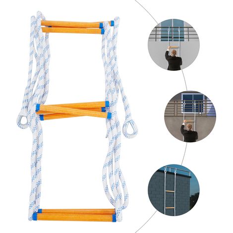 Echelles de Corde de sécurité, échelles de Secours, échelles d'incendie d'urgence, échelle Pliante Portable, echelle de Toit avec Crochet, pour fenêtre Balcon Balustrade Adultes (5m)