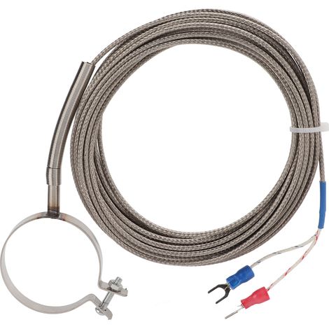 Fil thermocouple type K acier inoxydable sondes température 0-400°C cercle 40mm terminal U pour industrie 5 mètres (1/5)