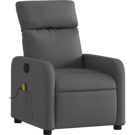 Poltrona relax TV funzione massaggio reclinabile 6 punti massaggio in tessuto grigio scuro DEC026954