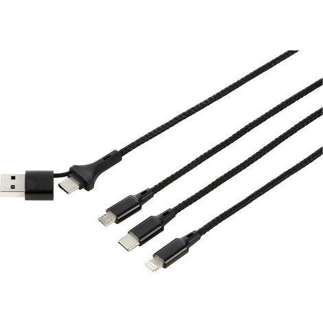 USB-Ladekabel  USB 2.0 USB-A Stecker, USB-C® Stecker, USB-Micro-B Stecker, Apple Lightning Stecker,