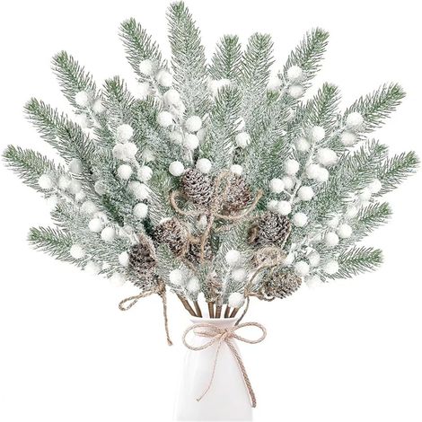 6 PièCes Branches de Pin NoëL Artificielles avec Baies et Pommes Pin Baies (1/5)