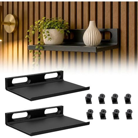 Étagère pour Panneaux Acoustique, 15cm Etagere Murale sans Percage pour Horizontaux Verticaux, Étagère Murale pour Salon, Accessoires pour Panneaux Acoustiques pour Plantes, Photos, Bougies (1/5)
