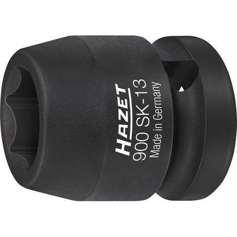 Hazet Schlag-Maschinenschrauber Steckschlüsseleinsatz 900SK-13, 1/2 (12,5 mm) Vierkant hohl, Außen Sechskant-Tractionsprofil, SW 13 mm (1/4)