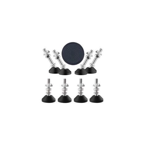 Lot de 8 pieds de nivellement M8 x 50 x 50 mm, capacité de charge de 450 kg, pieds pivotants réglables en hauteur pour meubles.