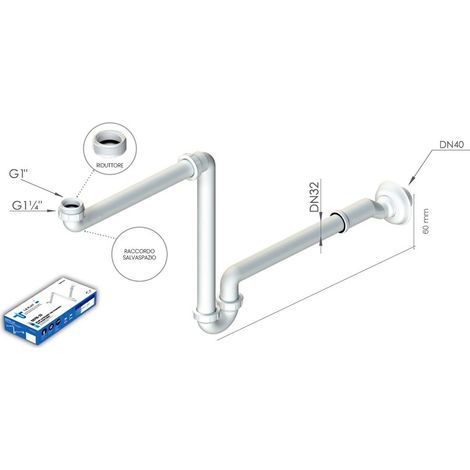 Sifone autopulente salvaspazio con eccentrico pe lavabo DS716-33 (1/3)