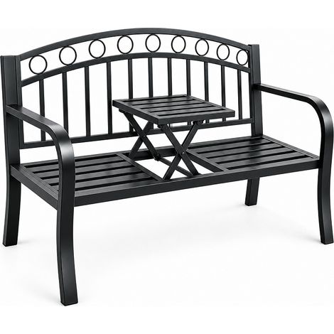 Panca da giardino in metallo Aga con tavolino ribaltabile 127x53x84 cm (1/5)