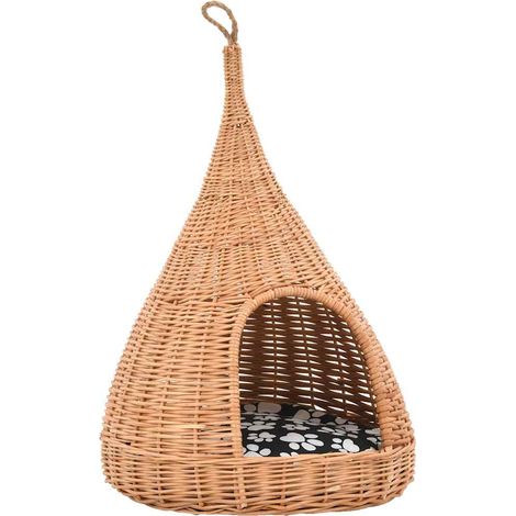 Cesta per Gatti con Cuscino 40x60cm Teepee Salice Naturale vidaXL