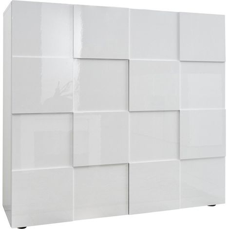Buffet - MILANO - 2 portes - Blanc laqué brillant - 121 x 42 x 111 cm (1/5)