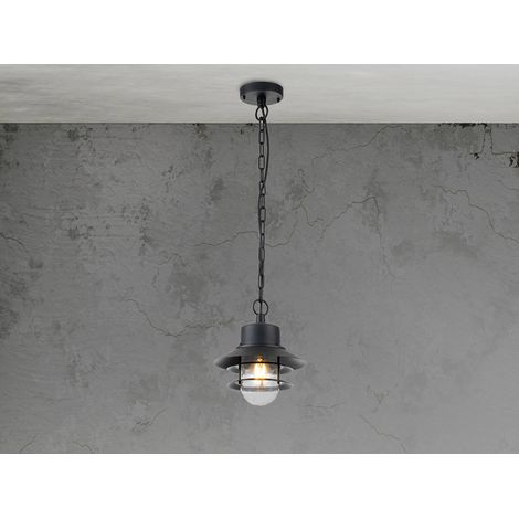 LED Wetterfeste Außen Hängeleuchte aus Edelstahl, Schwarz Ø22cm (1/4)