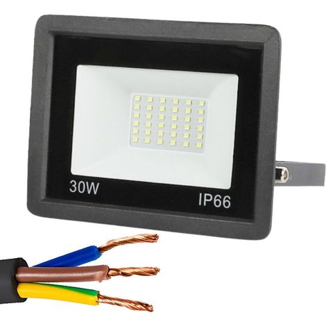 Projecteur LED, 30W, 6000K, IP66, résistant à l'eau, pour mettre en valeur les plafonds, les jardins, les façades ou les espaces extérieurs.-AquaForge (1/5)