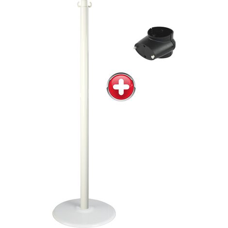 Poteau acier 1m30 Blanc sur socle acier avec support panneau - 2227124 (1/2)