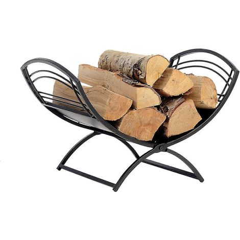Porte-bûches décoratif classique en métal tout acier 25-26 pour bûches de chauffage et petit bois (1/5)