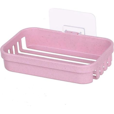 Porte Savon, Distributeur De Savon De Drainage Mural Non Marquant, Peut Garder Le Savon Sec Et Facile à Nettoyer, Utilisé dans Les Douches, Les Salles De Bain (Rose)-Ensoleillé (1/5)