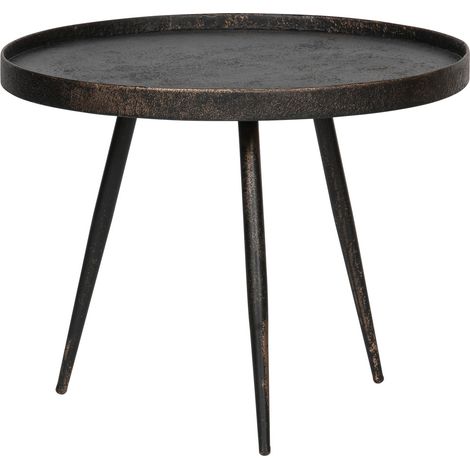 Table basse ronde 58x58x44 cm en métal noir antique (1/5)