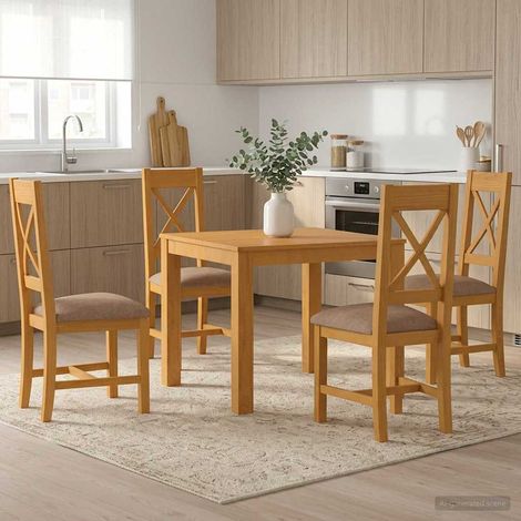 vidaXL Ensemble de salle à manger 5 pc Gris Bois de chêne massif (1/5)
