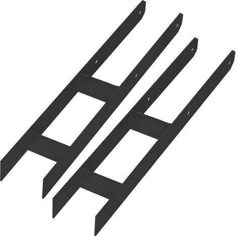 KOTARBAU® H-Pfostenfuß für Wandmontage, Halterung, Anker, schwarz verzinkter Stahl, 90 mm, 2er-Set