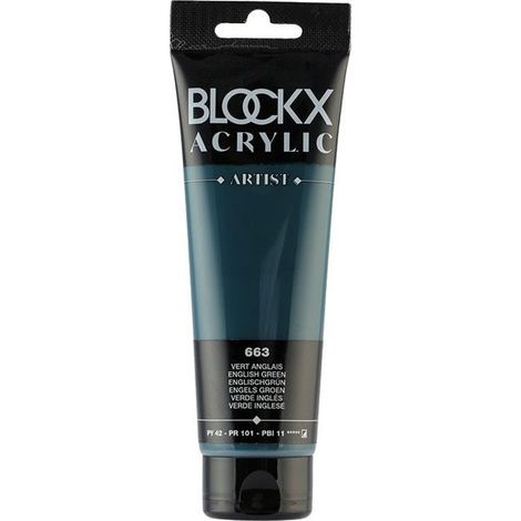 Peinture acrylique - Vert Anglais - 663 - BLOCKX Artist - Qualité beaux-arts - Tube 120ml