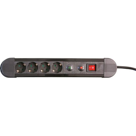 Sockel 4 Steckdosen mit Überspannungsschutz Weiß Elektro DH. Mit beleuchtetem Schalter 36.255/B 8430552121786