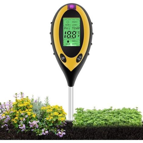 4-en-1 Testeur de Sol, Testeur D'humidité Fonctionnel Lumière/PH/Température/Environnement, Test de Thermomètre Numérique pour Plantes D'intérieur et D'extérieur pour Les Jardins (1/5)