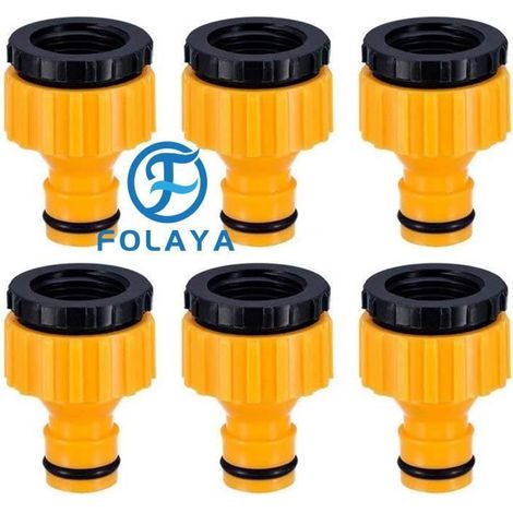 FOLAYA- Plastique 3/4 '' and 1/2 '' BSP 2in1 Nez de Robinet d'arrosage à Visser débit Tap Connector Threaded Faucet Adapter 6 Pack (1/4)