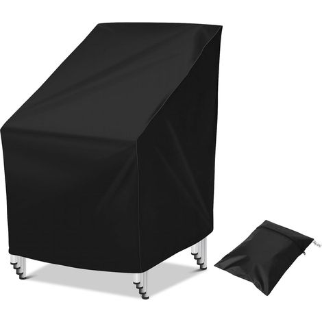 Housse Chaise Jardin - Lot de 1 - Polyester 210D - Imperméable Anti-UV - Pour 4 Chaises Empilables - Noir 64x64x70/120 cm (1/5)