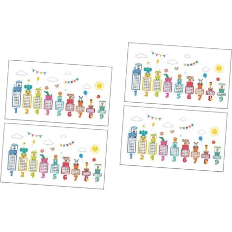 4 Ensembles Autocollants Animaux de Stickers Décoratifs de Table de Multiplication pour Décoration Classe Durable (1/5)